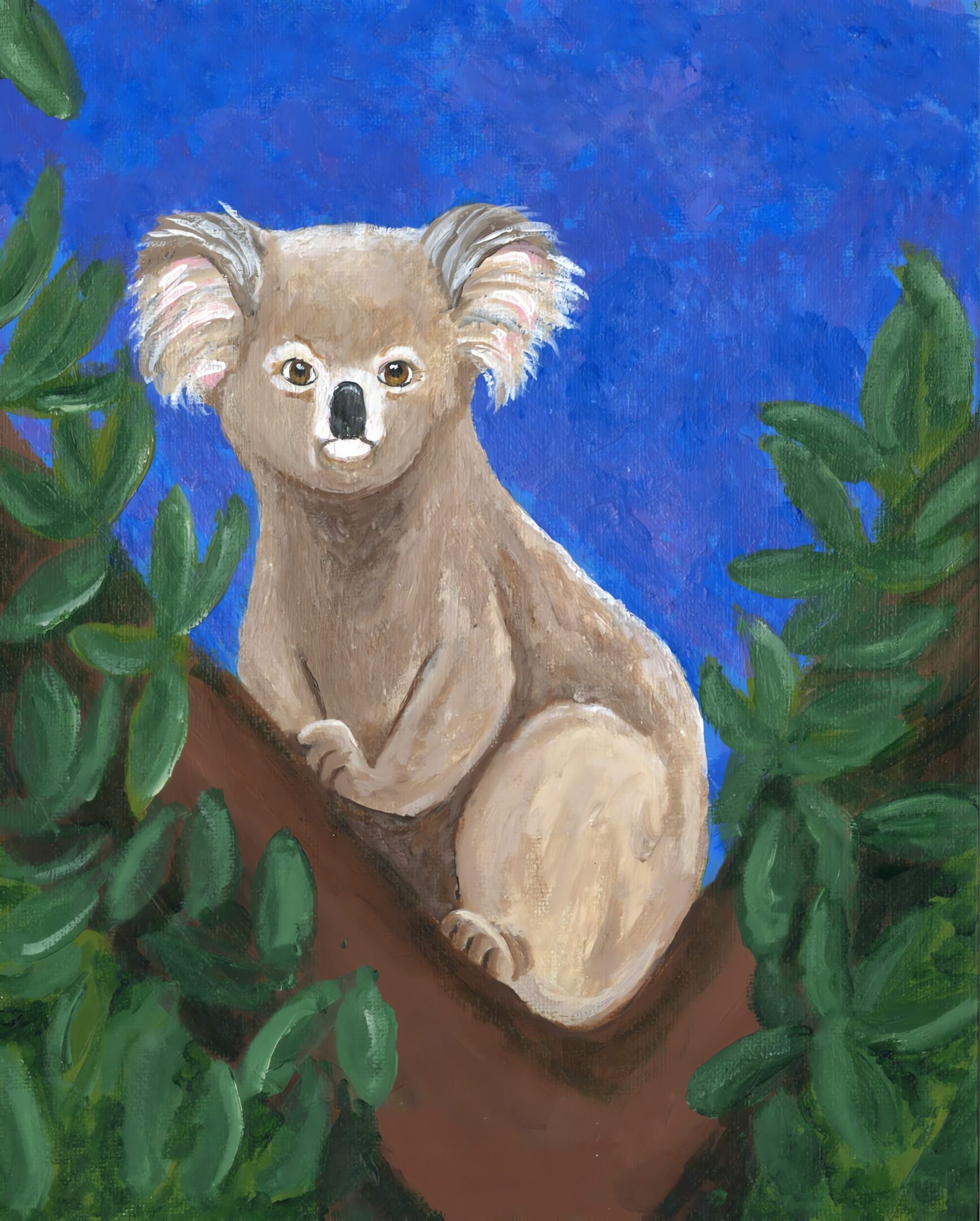 Cute koala with blue background