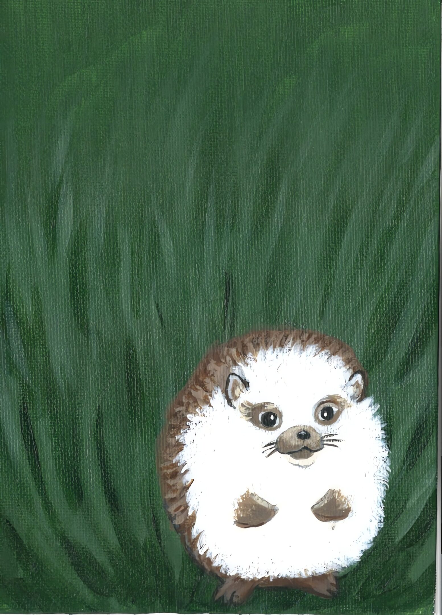 Illustrated hedgehog on a grass background